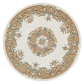 Royal Cream and Beige Round & Half - Moon Traditional Wool Rugs - Pendle Village Furniture